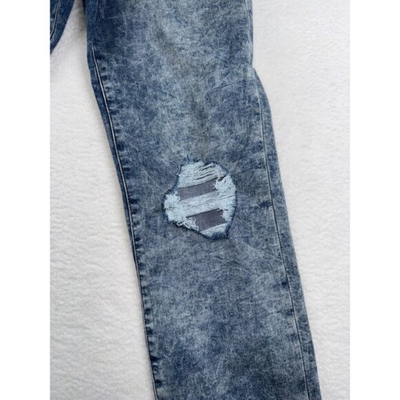 Express Jeans Womens 6 Blue Denim Super Soft Slim Fit Super High Rise Distressed - Picture 4 of 9